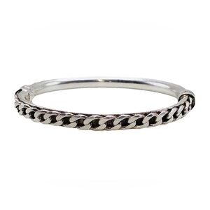 Vintage Sterling Silver Chain Link Hinged Bangle Bracelet 925 Italy 7” 1/4